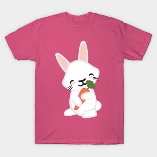 Kawaii Cute Bunny Rabbit Animal with Carrot Kid Design T-Shirt